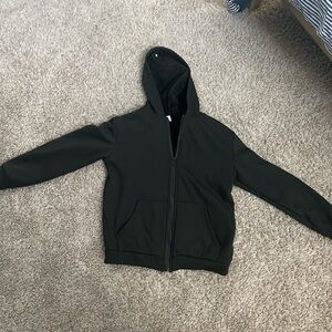 Black Hooded Zip-Up Jacket, Fluffy on the Inside to stay warm, never used.